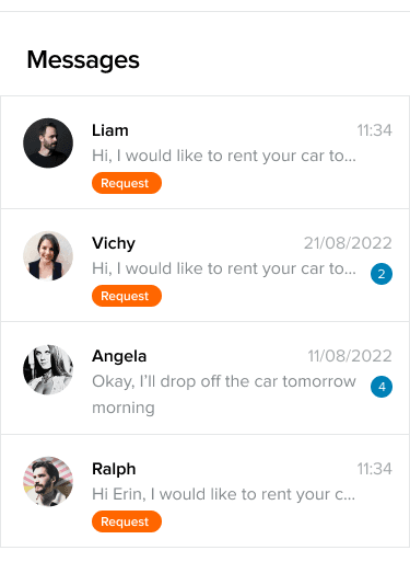 Mock of the Conversations UI for Mobile