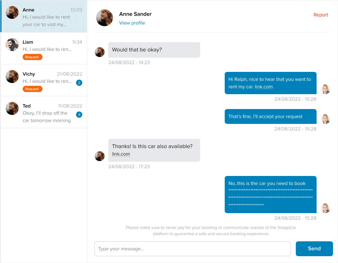 Mock of the Chat UI for Desktop