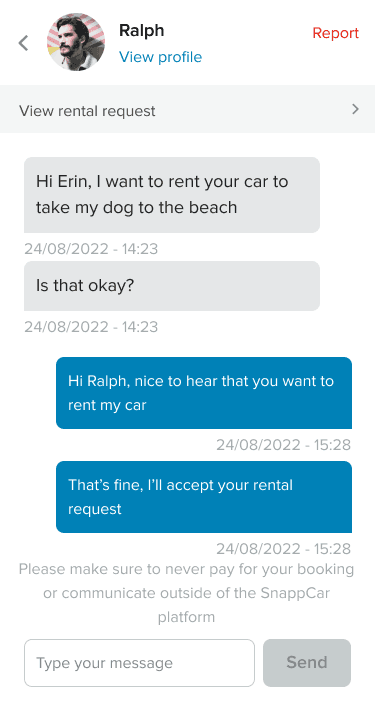 Mock of the Messages UI for Mobile