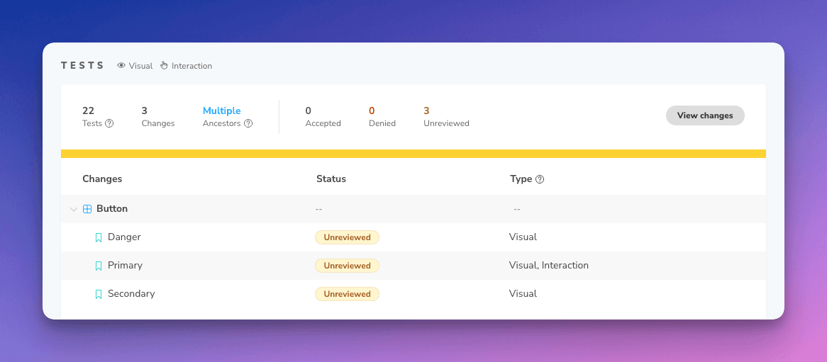 The UI on Chromatic, showing that there are approvals needed